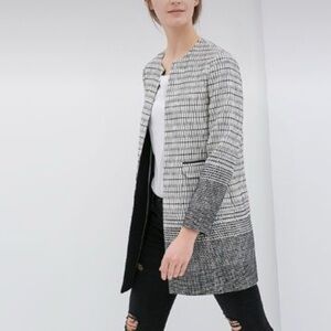 Zara Basic Ombre' Embro Blazer Open Front Embroidered Jacket Office Career